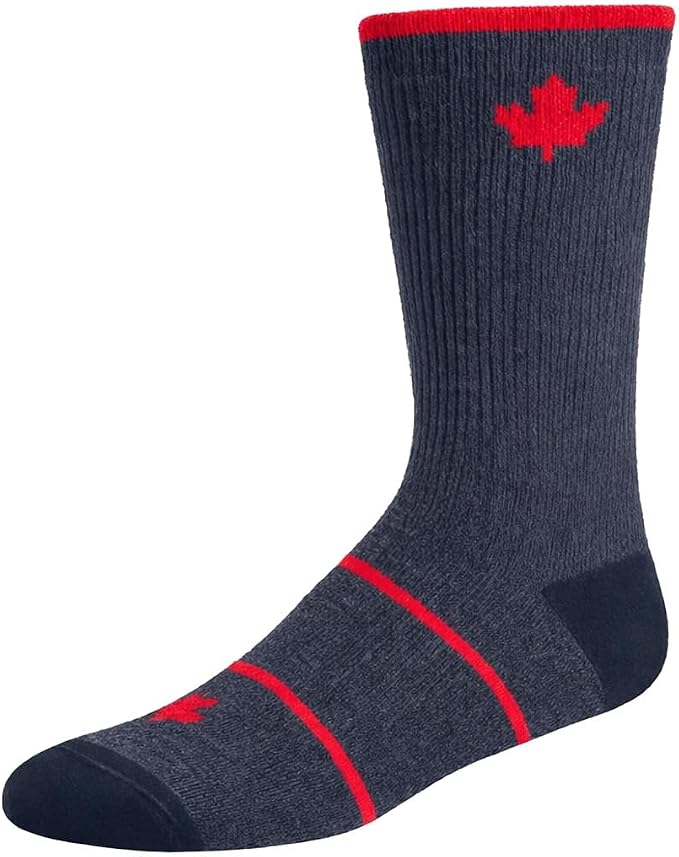 SoleTerra Canadian Series merino trail sock with red maple leaf